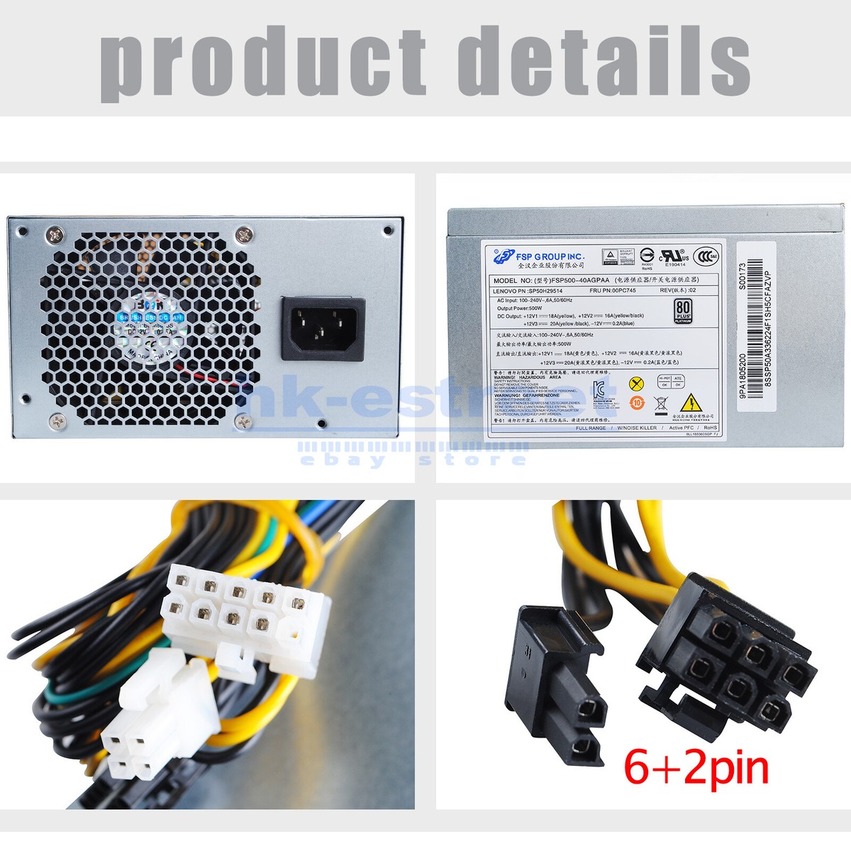 500W Lenovo P300 P310 P320 P410 Power Supply FSP500-40AGPAA FRU