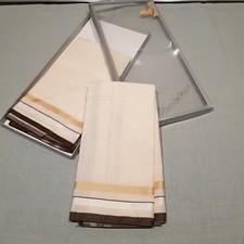Winkler Stofftaschentuch Taschentuch Set 2 St&uuml;ck beige braun *neu* Vintage