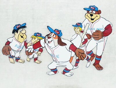 POST CEREAL ORIGINAL ANIMATION COMMERCIAL CEL w/ FRED, BARNEY, ALFIE, SUGAR BEAR