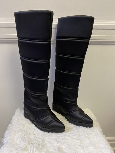 Jeffrey Campbell Damenstiefel schwarz Squall Satin gesteppt hoher Keilabsatz Größe 7,5 - Bild 5 von 8