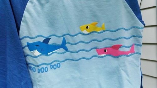 Baby Shark Licensed Toddler GLITTER GEL WAVES Long Sleeve TShirt 2T 3T 4T 5T - Picture 2 of 6