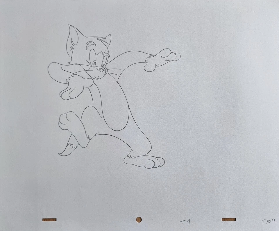 WARNER BROS Animation Art Cel Production Drawing Tom & Jerry CAT #8 - Image 1 of 1