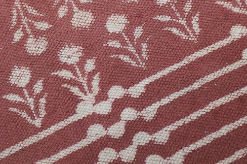 Maroon Border Cotton Rug Hand Woven Washable Carpet Farmhouse Runner Mats - Picture 8 of 11