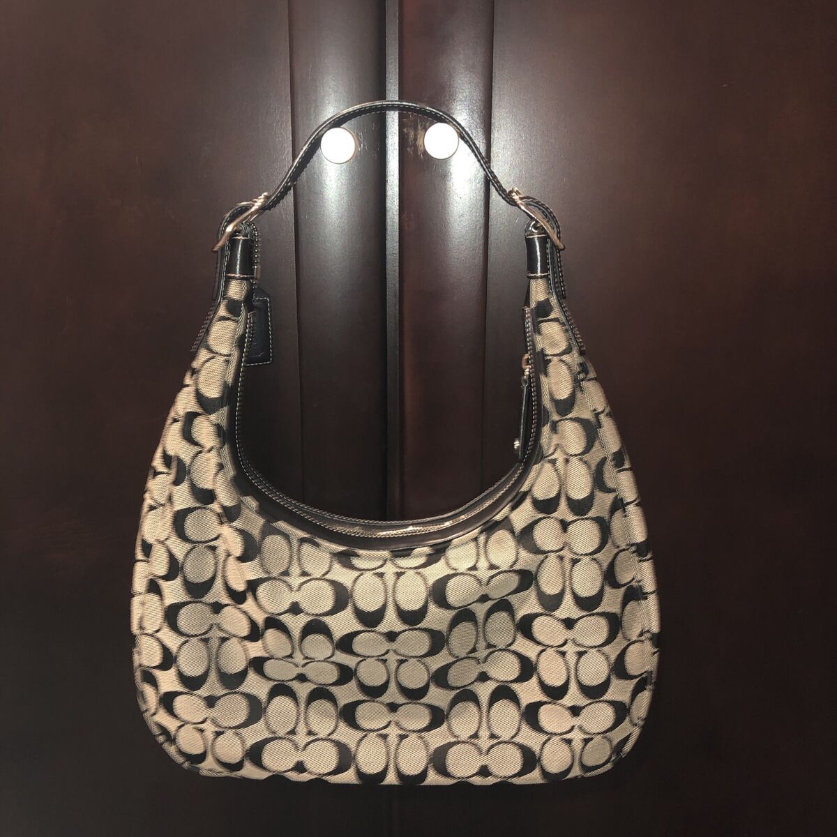 Coach Signature Soho Hobo Shoulder Bag Black Monogram Luxury Coach Signature Soho Hobo Shoulder Bag Black Monogram Luxury
