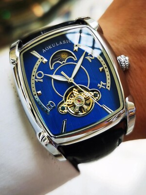 Tonneau Mondphase Automatik Uhr Herren Luxusmarke Tourbillon Skelett Geschenk
