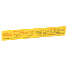 Mid-1969-1973 Road Runner Challenger Dart Gtx Body Antifreeze Warning Decal Af17