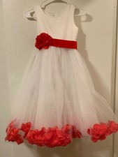 Dance Costume Lg. Child for Lyrical, or Ballet. White with Red Flowers in Tulle.