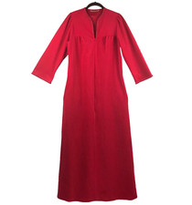 VTG USA Vanity Fair Maxi 1/2 Zip Robe Housecoat Sz 10 Pockets Brushed Dacron RED