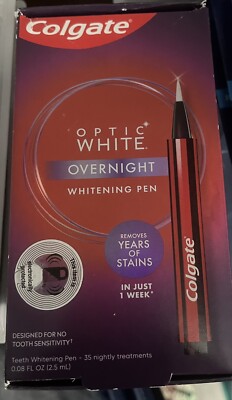 Colgate Optic White Overnight Teeth Whitening Pen - Stain Remover - NEW - SEALED