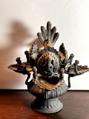 1800's Nepalese Nepal bronze SUKUNDA VISHNU GANESH NAGAS SNAKE oil