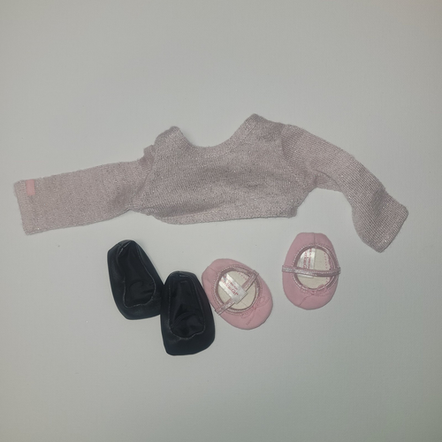 American Girl Ballet Class Pink Dress Tights Slippers Silver Crop Top Outfit - Picture 6 of 9