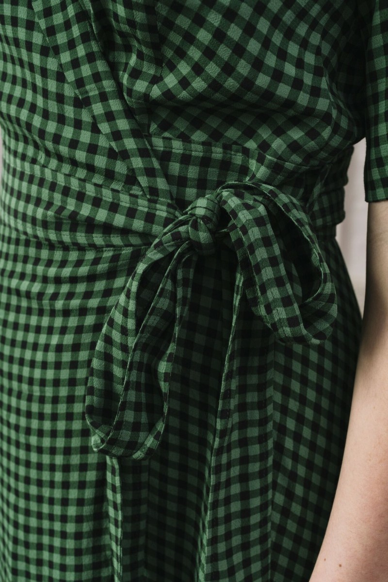 GANNI PRINTED CREPE WRAP DRESS GREEN | eBay Australia