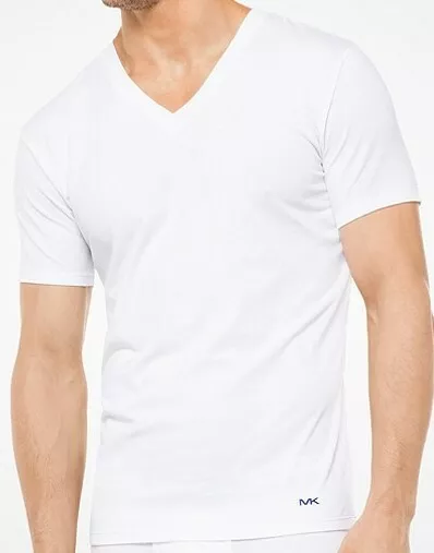 Michael Kors Men s Performance Cotton V Necks T Shirt White Single