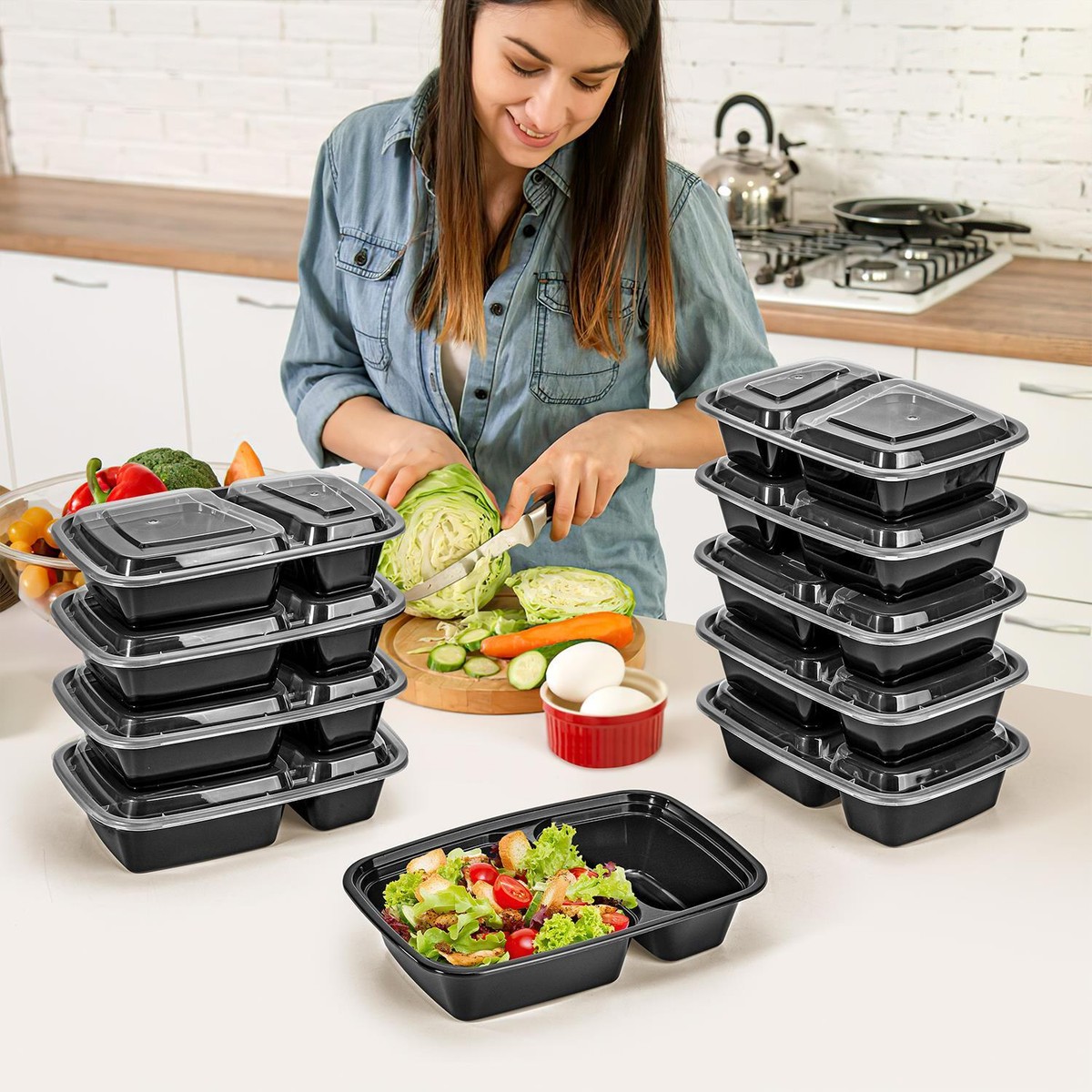 Vinsani Meal Prep Container - BPA-frei, Mikrowellen- & Spülmaschinenfest, 10/20/30 Pack