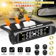 Car Wireless Solar TPMS LCD Tire Pressure Monitoring System + 4 External Sensors
