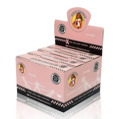 PINK HORNET Cigarette Natural Rolling Paper Cones 1 Box 1 1/4 Pre-Rolled