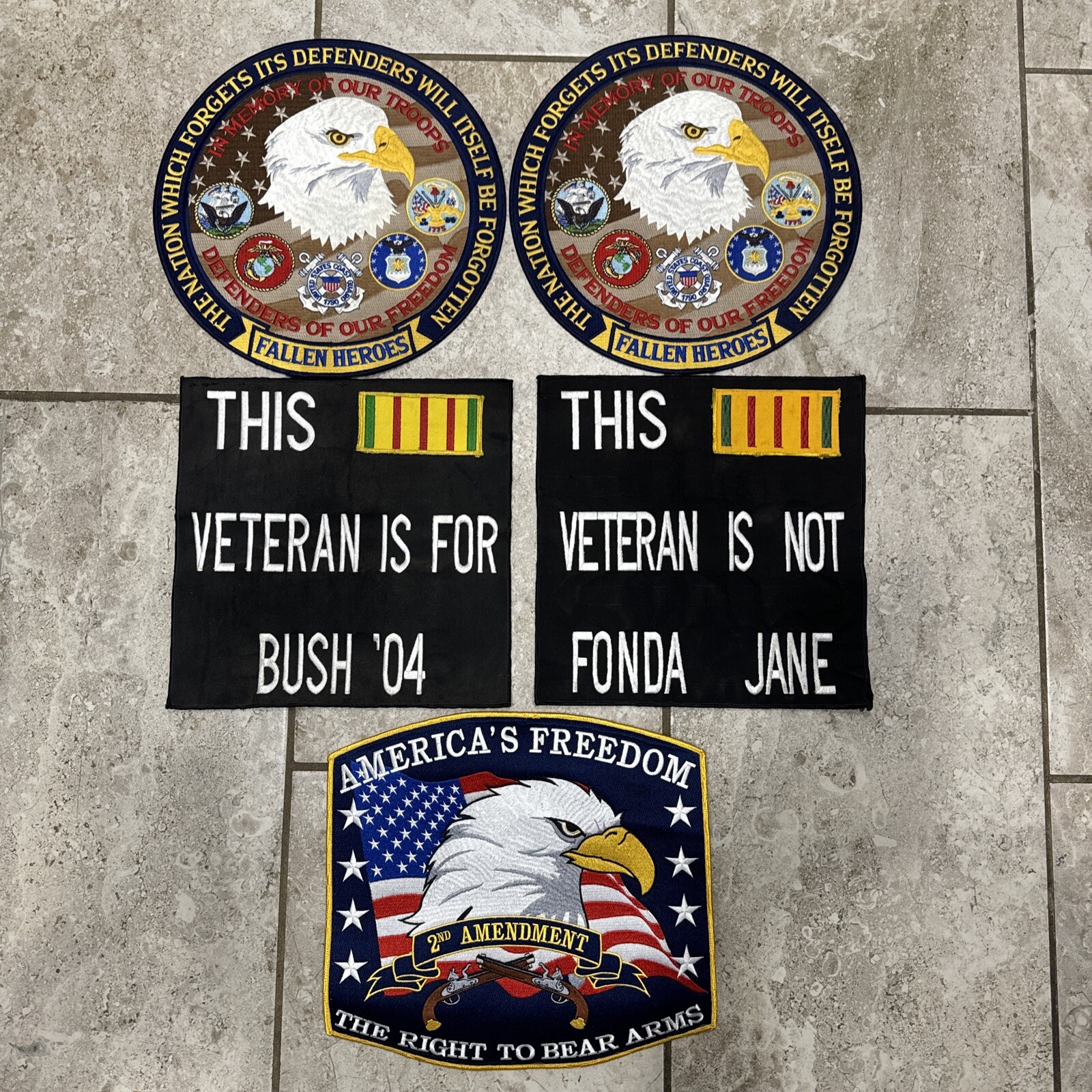 U.S. ARMY COMBAT VETERAN MILITARY MOTORCYCLE VEST BIKER LOT OF 5 PATCHES