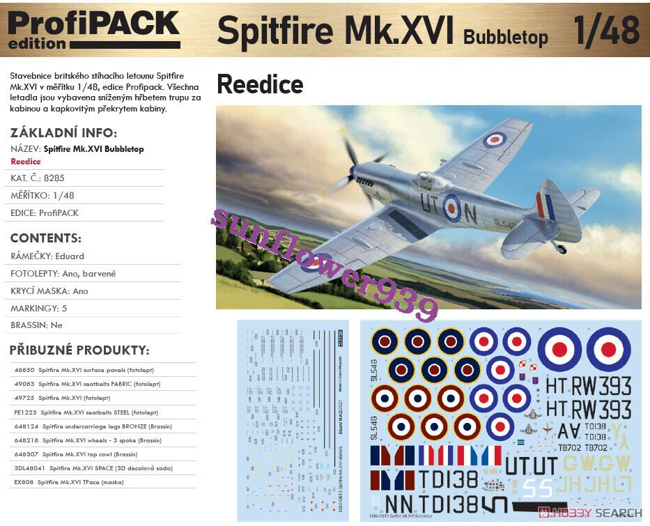 Eduard EDU8285 1/48 Spitfire Mk.XVI Bubble Top ProfiPACK Eduard EDU8285 1/48 Spitfire Mk.XVI Bubble Top ProfiPACK