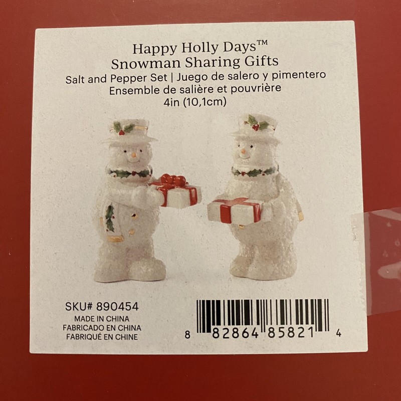 Lenox Snowman Salt And Pepper Shakers New In Box Christmas RARE 