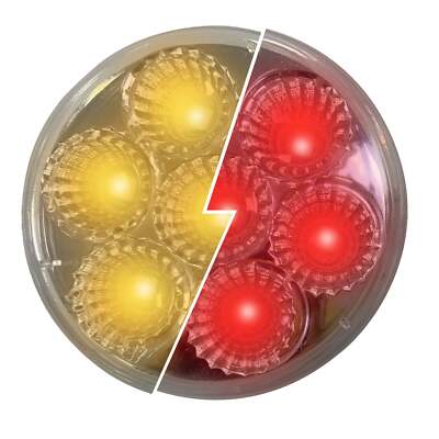 Fortpro 2  Round Dual Function Multivoltage LED Lights - Red & Ambar LED/Clear L