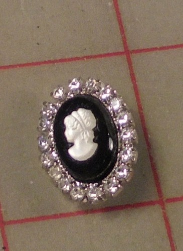 3 Vintage SMALL Oval Rhinestone Black Czech Shank Button Cameo 3/4" 20mm 103 - Picture 12 of 12