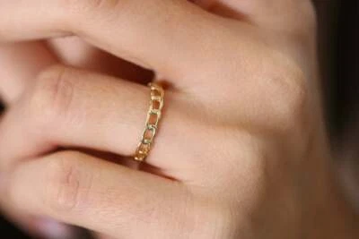 Ketten Glieder Goldring 585er 14K Gold Statement Rosegold Weißgold Designer  - Bild 1 von 4