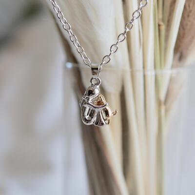 Dog Lover Hug Silver Stainless Steel Necklace Gift for Pet Lover