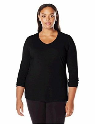 Women's Plus Size Vneck Long Sleeve Tee 