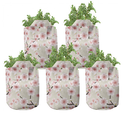 asiatisch 5er Set Stofftöpfe Stofftaschen Flowering Cherry Blooms