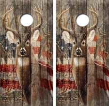 Big Buck/Does Flag Cornhole Board Wrap LAMINATED Decal Vinyl Sticker 4564