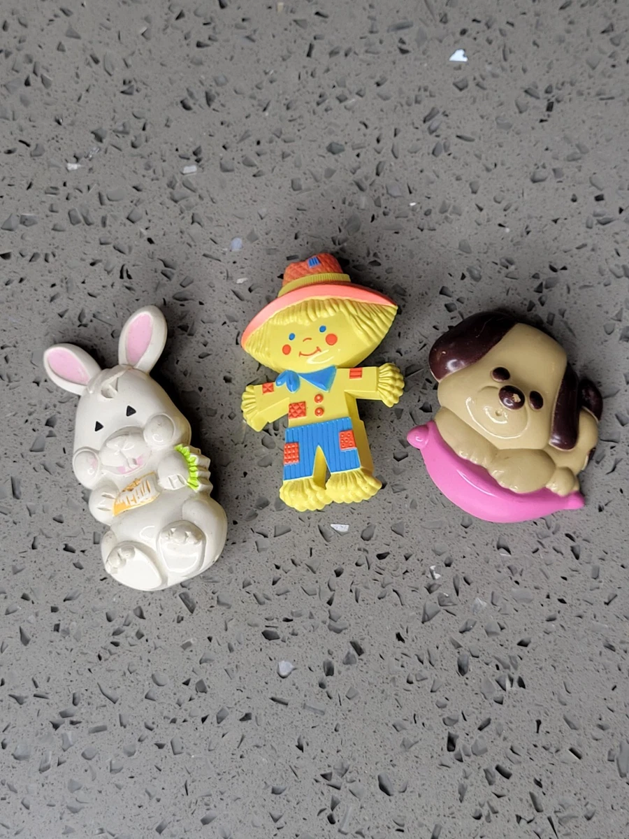 Lot of 3 Vintage 70s Avon Perfume Pin Brooch Bunny Dog Scarecrow