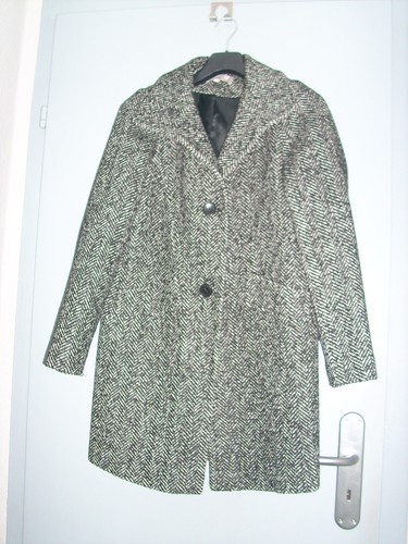 Wollmantel vonTHOM by Thomas Rath in Gr. 34,schwarz-weiss-fischgrät, sehr gut - Bild 1 von 5
