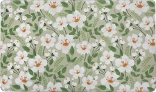 Anti-Fatigue PVC Kitchen Floor Mat (18"x30") WHITE FLOWERS & GREEN LEAVES, HL