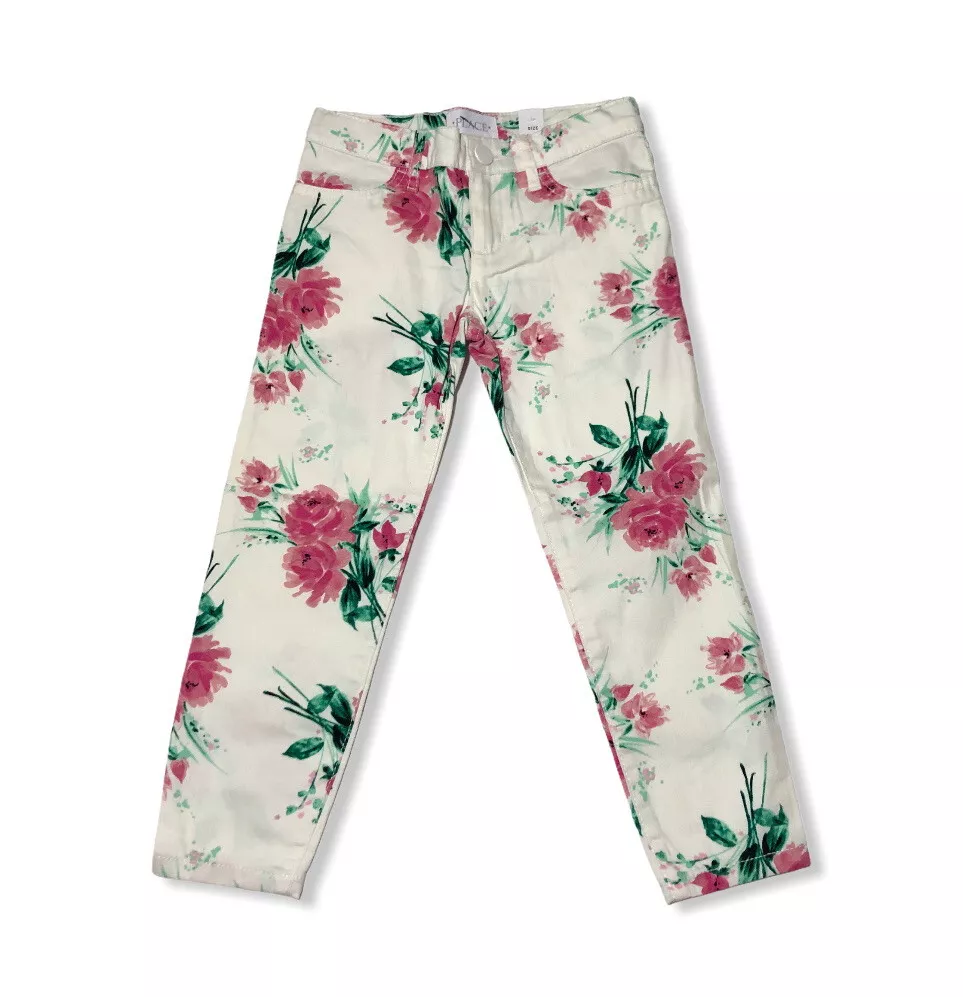 NWT White Pink Floral Jeggings Jeans Pants Children’s Place Size 5 New  Girls Kid