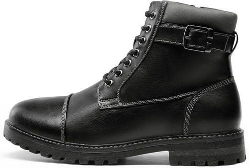 Bruno Marc Men's Motorcycle Combat Oxford Boot Fur Lining Warm Zipper Boots - Picture 2 of 6