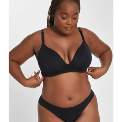 LIVELY All-Day Deep V No-Wire Bra Black Size 34DD Wireless Comfortable Seamless