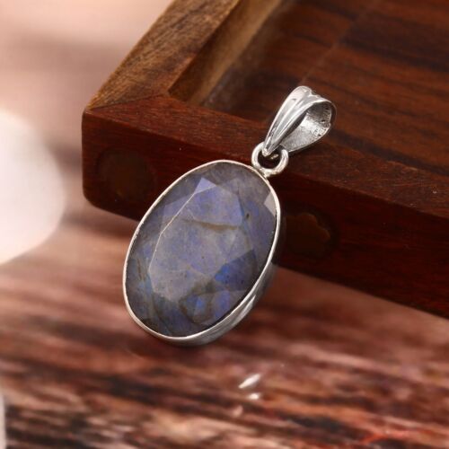 925 Sterling Silver Pendant Blue Labradorite Gemstone Collect Setting Pendants - Picture 1 of 3