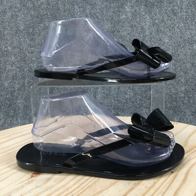 Torrid Sandals Womens 7 Extra Wide Flip Flop Flats Comfort Black Slip On New
