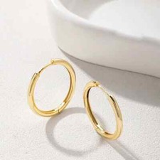 18ct Gold on Silver Sleeper Hoop Earrings  Size Men's or Ladies sold as a pair