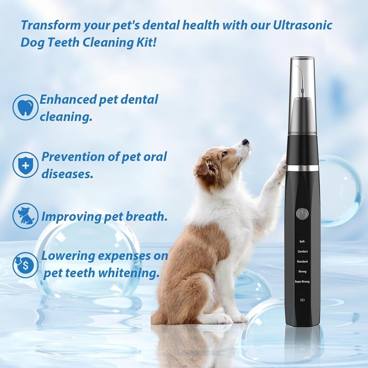 Dog Teeth Cleaning Kit Plaque Remover for Pet Toothbrush Tool-Ultrasonic  Cleaner