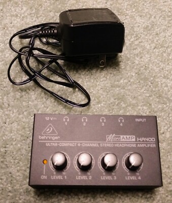 TWO used Behringer Micro AMP HA400 Ultra Compact 4 Channel Stereo Headphone Amps
