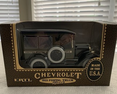 Vtg ERTL 1923 Postal Truck Chevrolet Die Cast Locking Coin Bank NEW In Box