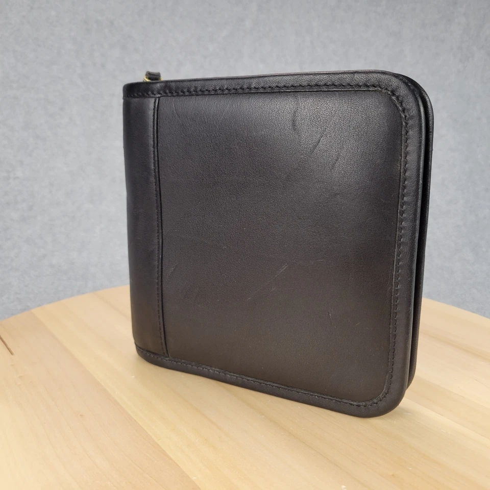 Coach CD DVD Case Holder Black Leather Gold Zipper Storage Accessory Vintage - Image 4 of 4