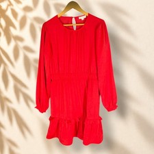 Knox Rose Mini Dress Women M Medium Red Short Hook & Eye Long Sleeve Casual