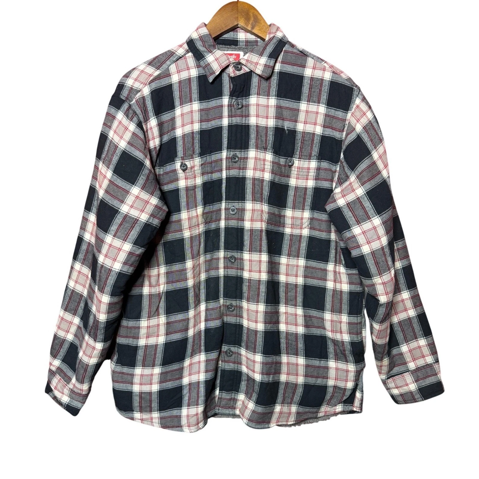Wrangler Men Medium Gray Button Down Collar Long Sleeve Cuffs Shirt Gorpcore