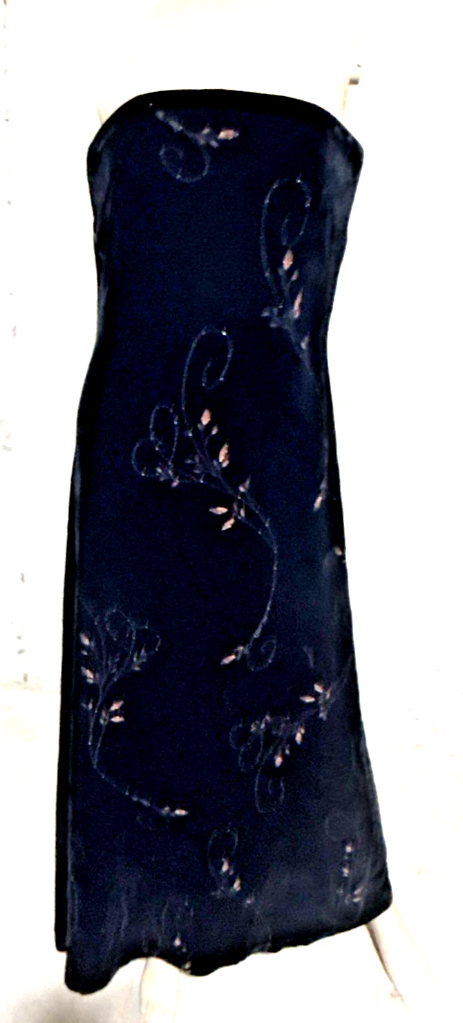 Giorgio Armani — Giorgio Armani Vintage Black Velvet Floral Embroidered Gown Long Dress IT 42 / 6