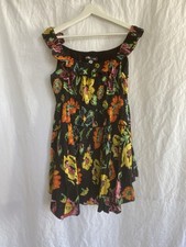 URBAN OUTFITTERS Dress AUBREY OFF SHOULDER Mini Floral Black Ruffled Size XL