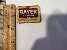 Rare Vtg Bayer Aspirin Tin 12 Tablets  9 original aspirin pills, info. sheet