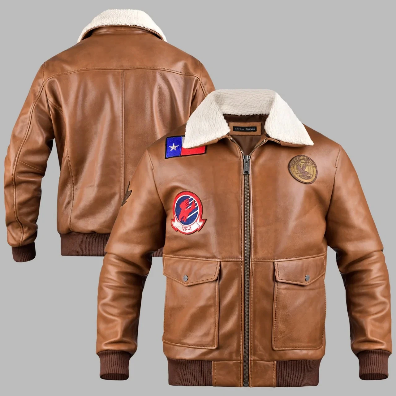 Men’s A-2 Aviator Air Force Real Leather Bomber Brown Vintage Distressed Jacket