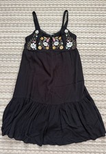 Arizona black embroidered floral sleeveless Short sundress XS regular